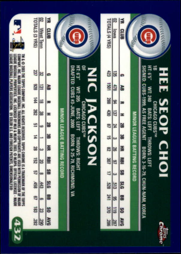 A6090- 2003 Topps Chrome BB Cards 251-440 +Inserts -You Pick- 15+ FREE US SHIP - Picture 269 of 297