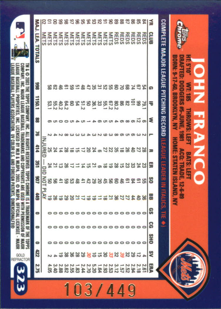 A6090- 2003 Topps Chrome BB Cards 251-440 +Inserts -You Pick- 15+ FREE US SHIP - Picture 285 of 297