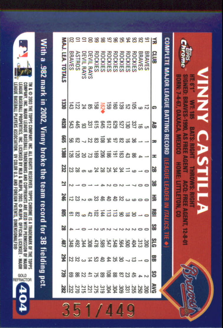 A6090- 2003 Topps Chrome BB Cards 251-440 +Inserts -You Pick- 15+ FREE US SHIP - Picture 291 of 297