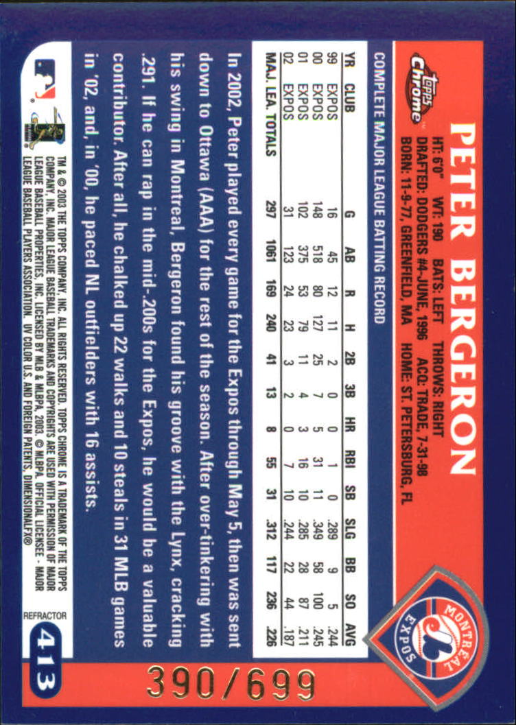 A6090- 2003 Topps Chrome BB Cards 251-440 +Inserts -You Pick- 15+ FREE US SHIP - Picture 293 of 297