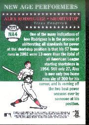 2003 Topps Heritage New Age Performers #NA4 Alex Rodriguez back image