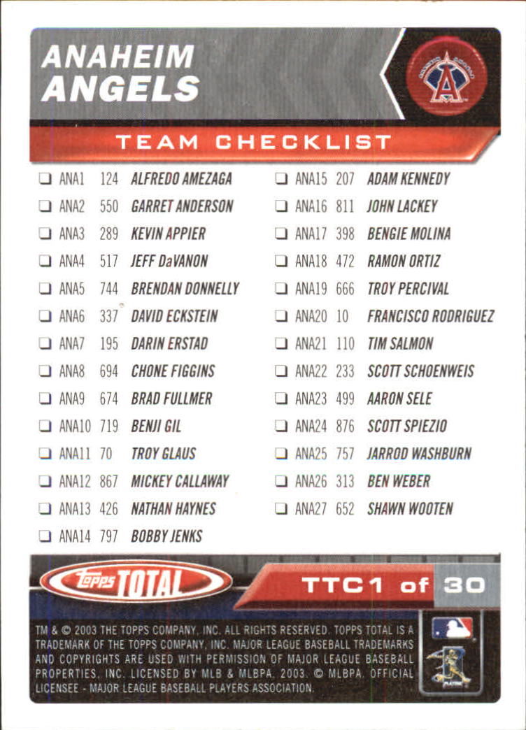 A9006- 2003 Topps Total Baseball Assorted Inserts -You Pick- 15+ FREE US SHIP - Picture 3 of 255
