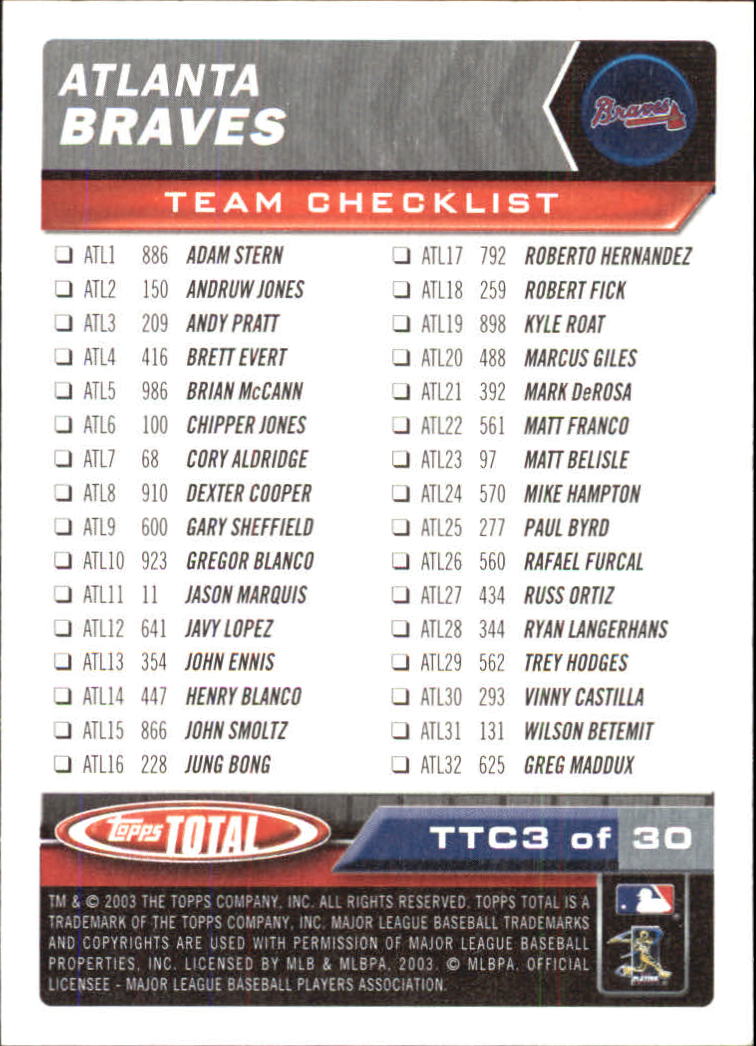 A9006- 2003 Topps Total Baseball Assorted Inserts -You Pick- 15+ FREE US SHIP - Picture 217 of 255