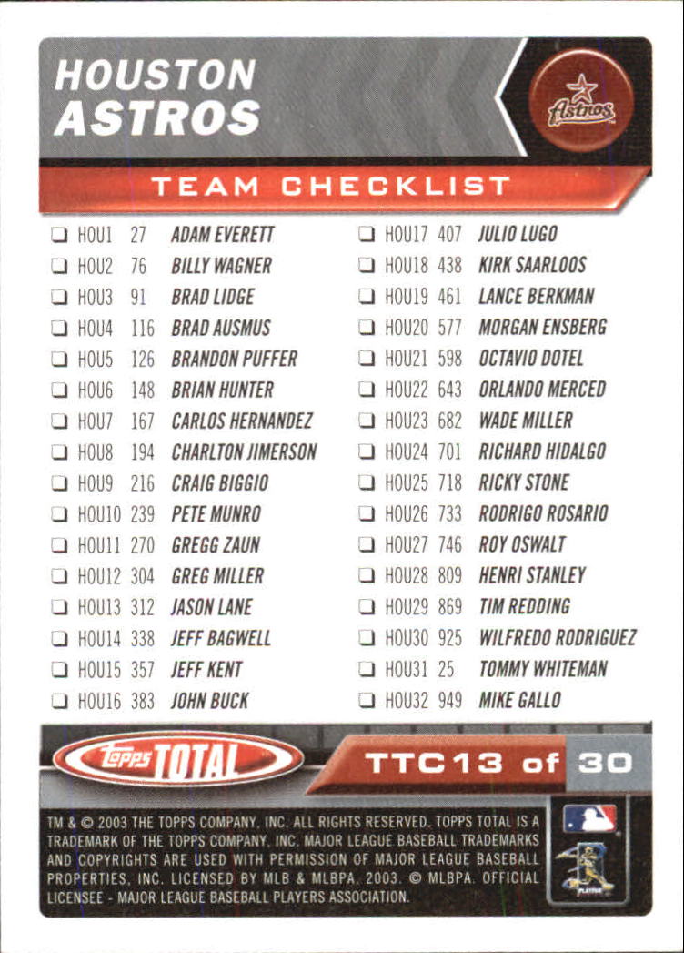 A9006- 2003 Topps Total Baseball Assorted Inserts -You Pick- 15+ FREE US SHIP - Picture 47 of 255