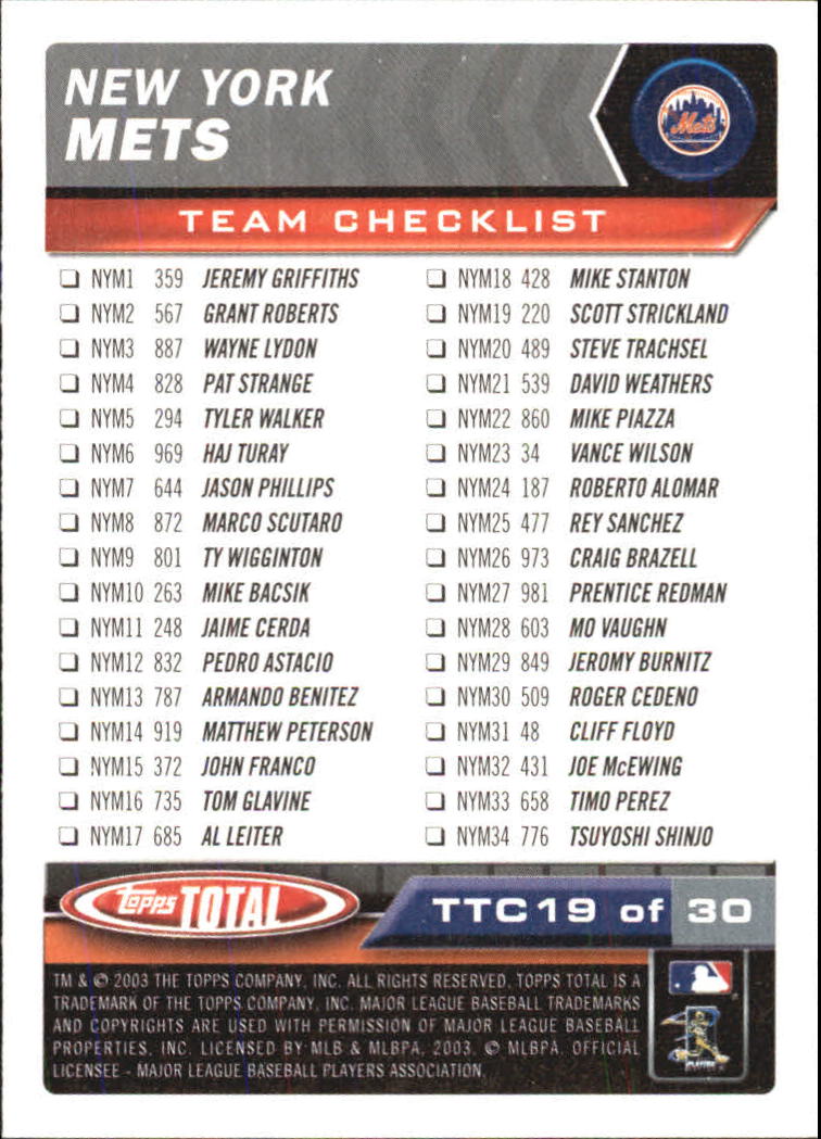 A9006- 2003 Topps Total Baseball Assorted Inserts -You Pick- 15+ FREE US SHIP - Picture 195 of 255