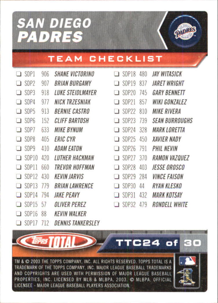 A9006- 2003 Topps Total Baseball Assorted Inserts -You Pick- 15+ FREE US SHIP - Picture 21 of 255