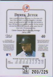 2003 Topps Tribute Contemporary Red #40 Derek Jeter back image