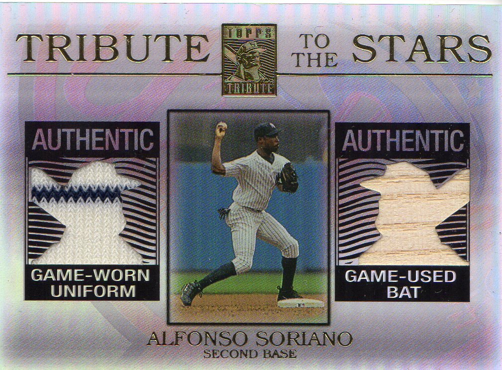 2003 Topps Tribute Contemporary Tribute to the Stars Dual Relics #AS Alfonso Soriano Bat-Uni