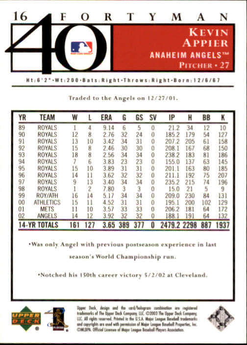 2003 Upper Deck 40-Man Baseball Card Pick (Base) 1-287 - Bild 29 von 501