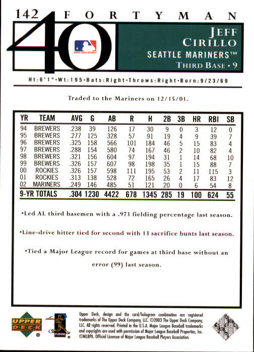 2003 Upper Deck 40-Man Baseball Card Pick (Base) 1-287 - Bild 243 von 501