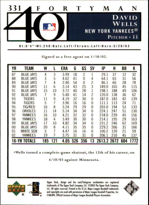 2003 Upper Deck 40-Man Baseball Card Pick (Base) 288-574 - Picture 81 of 501