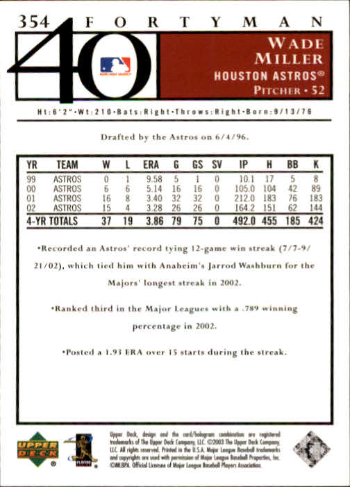 2003 Upper Deck 40-Man Baseball Card Pick (Base) 288-574 - Picture 123 of 501