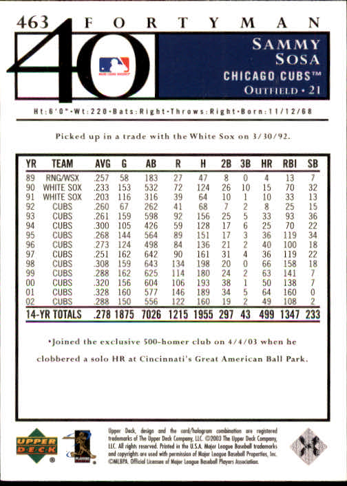 2003 Upper Deck 40-Man Baseball Card Pick (Base) 288-574 - Picture 303 of 501
