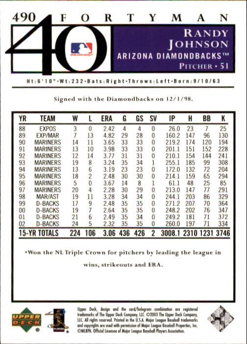 2003 Upper Deck 40-Man Baseball Card Pick (Base) 288-574 - Picture 353 of 501