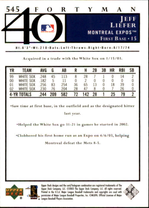 A2149- 2003 Upper Deck 40-Man BB 501-750 +Rookies -You Pick- 15+ FREE US SHIP