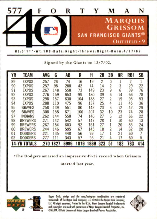 A2149- 2003 Upper Deck 40-Man BB 501-750 +Rookies -You Pick- 15+ FREE US SHIP