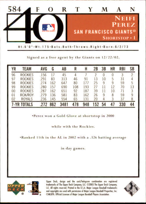 2003 Upper Deck 40-Man Baseball Card Pick (Base) 575-844 - Picture 19 of 501