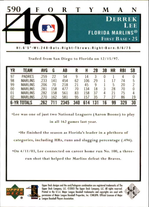 A2149- 2003 Upper Deck 40-Man BB 501-750 +Rookies -You Pick- 15+ FREE US SHIP