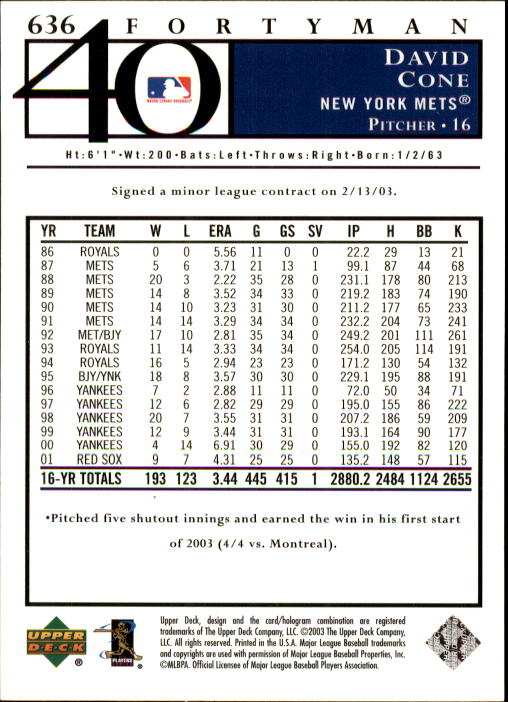 A2149- 2003 Upper Deck 40-Man BB 501-750 +Rookies -You Pick- 15+ FREE US SHIP