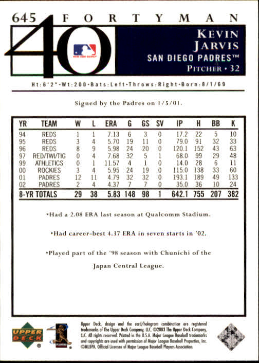 A2149- 2003 Upper Deck 40-Man BB 501-750 +Rookies -You Pick- 15+ FREE US SHIP