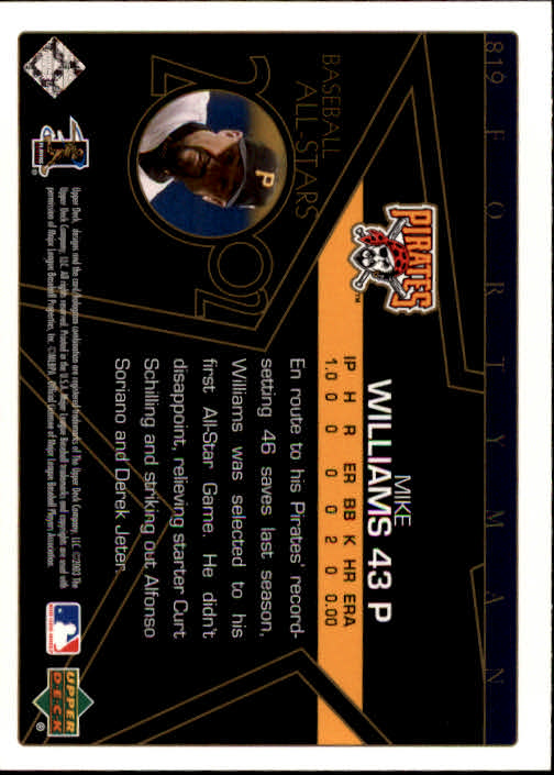 2003 Upper Deck 40-Man Baseball Card Pick (Base) 575-844 - Picture 451 of 501