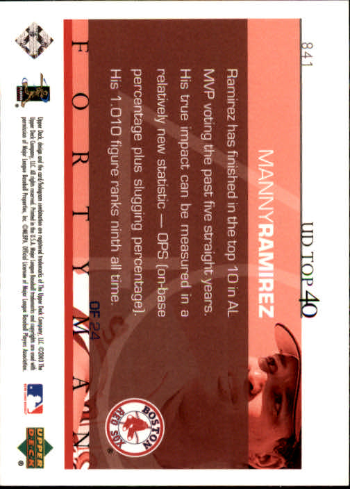 2003 Upper Deck 40-Man Baseball Card Pick (Base) 575-844 - Picture 495 of 501