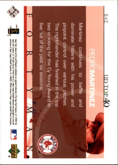 2003 Upper Deck 40-Man Baseball Card Pick (Base) 575-844 - Picture 497 of 501
