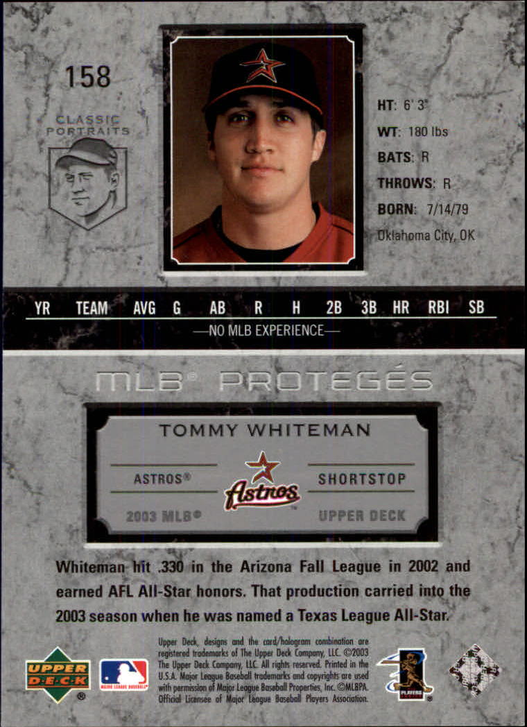 2003 Upper Deck Classic Portraits #158 Tommy Whiteman MP back image