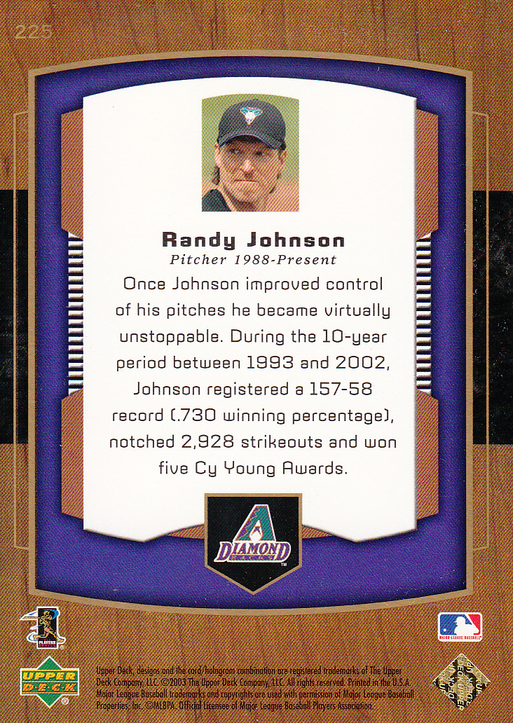 2003 Upper Deck Classic Portraits #225 Randy Johnson BBR back image