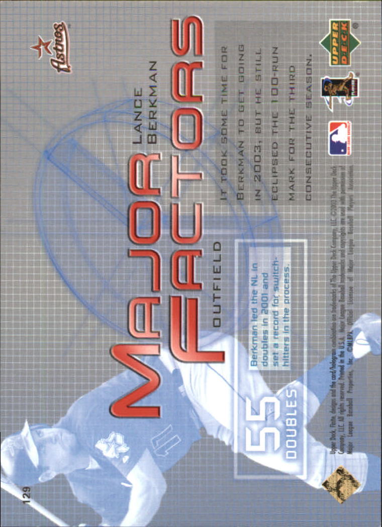 2003 Upper Deck Finite Gold #129 Lance Berkman MF back image