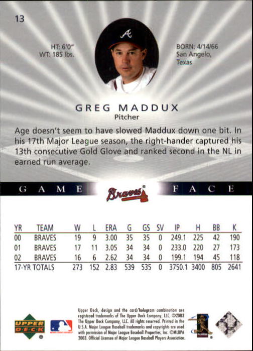 B1338- 2003 Upper Deck Game Face BB 1-217 +Inserts -You Pick- 15+ FREE US SHIP - Picture 23 of 171