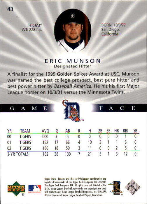B1338- 2003 Upper Deck Game Face BB 1-217 +Inserts -You Pick- 15+ FREE US SHIP - Picture 65 of 171
