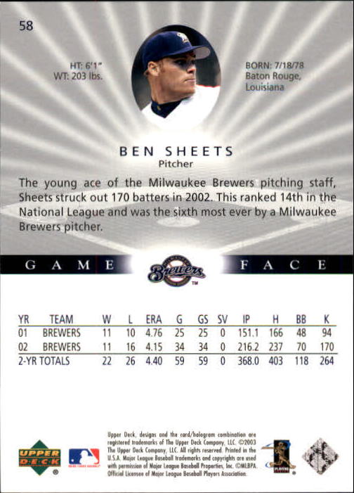 B1338- 2003 Upper Deck Game Face BB 1-217 +Inserts -You Pick- 15+ FREE US SHIP - Picture 87 of 171