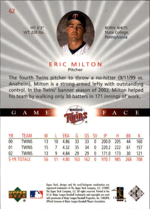B1338- 2003 Upper Deck Game Face BB 1-217 +Inserts -You Pick- 15+ FREE US SHIP - Picture 93 of 171