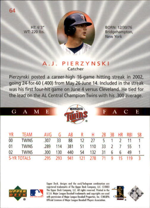 B1338- 2003 Upper Deck Game Face BB 1-217 +Inserts -You Pick- 15+ FREE US SHIP - Picture 97 of 171