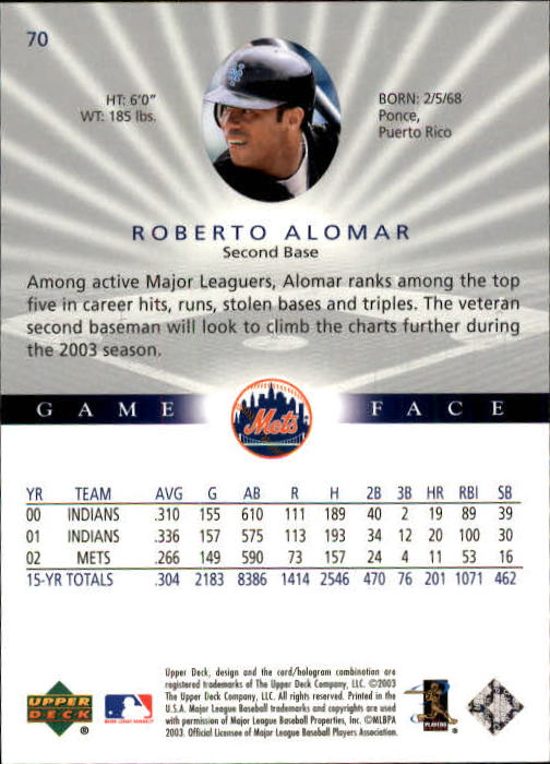 B1338- 2003 Upper Deck Game Face BB 1-217 +Inserts -You Pick- 15+ FREE US SHIP - Picture 103 of 171