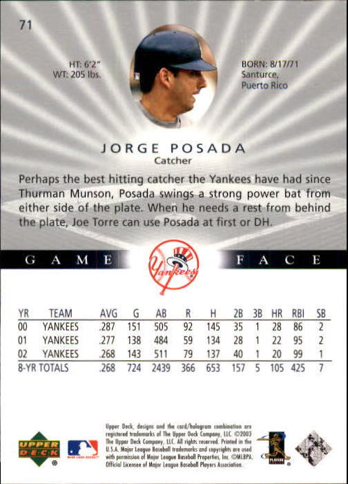 B1338- 2003 Upper Deck Game Face BB 1-217 +Inserts -You Pick- 15+ FREE US SHIP - Picture 105 of 171
