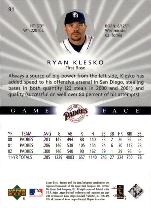 B1338- 2003 Upper Deck Game Face BB 1-217 +Inserts -You Pick- 15+ FREE US SHIP - Picture 129 of 171