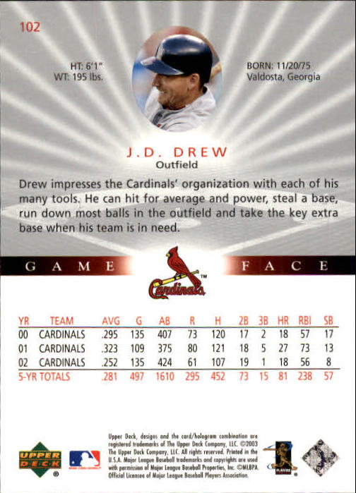 B1338- 2003 Upper Deck Game Face BB 1-217 +Inserts -You Pick- 15+ FREE US SHIP - Picture 143 of 171