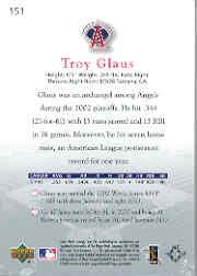 2003 Upper Deck Game Face #151 Troy Glaus GF back image