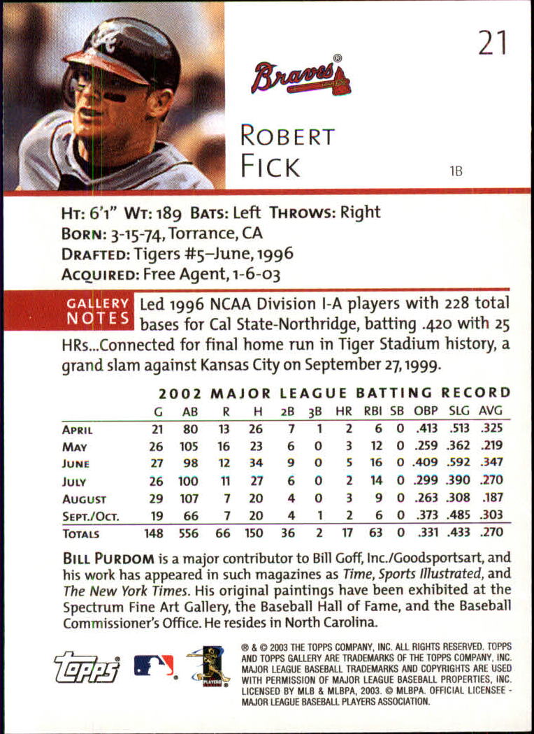 A9174- 2003 Topps Gallery Baseball Cards 1-200 -You Pick- 15+ FREE US SHIP - Picture 30 of 332