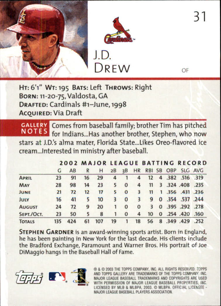 A9174- 2003 Topps Gallery Baseball Cards 1-200 -You Pick- 15+ FREE US SHIP - Picture 46 of 332