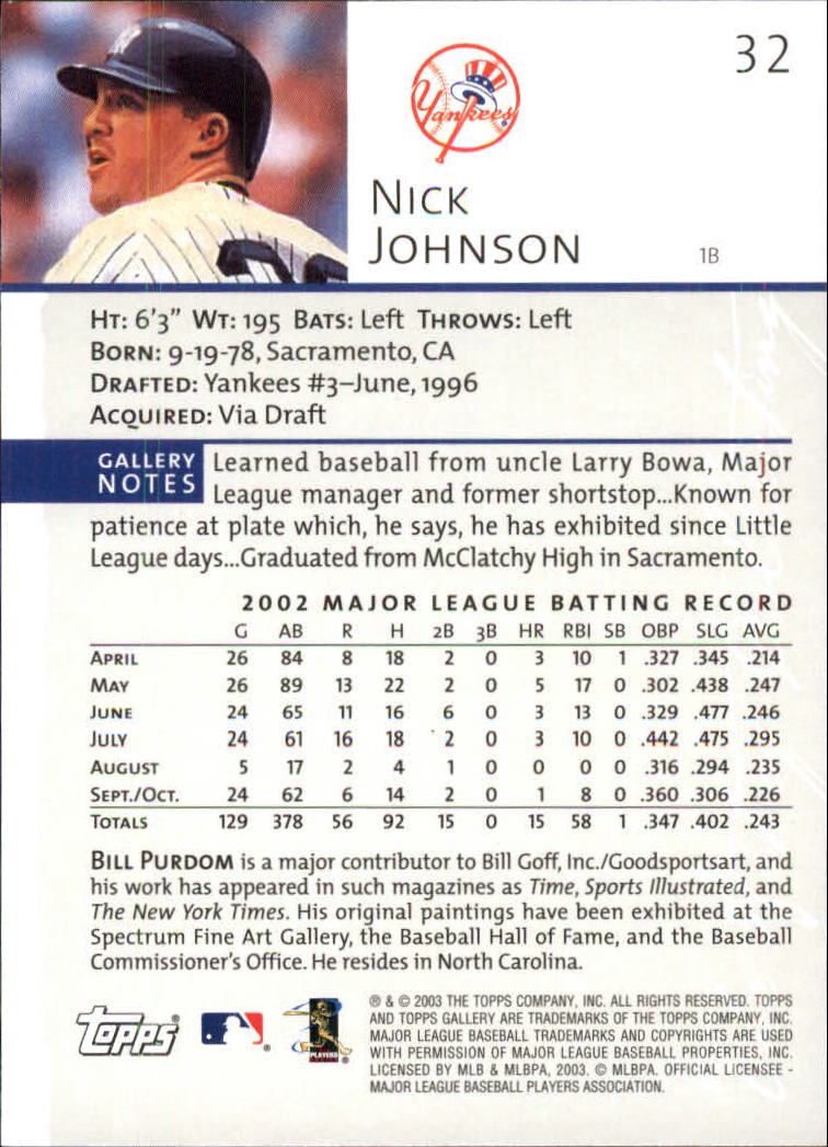 A9174- 2003 Topps Gallery Baseball Cards 1-200 -You Pick- 15+ FREE US SHIP - Picture 48 of 332