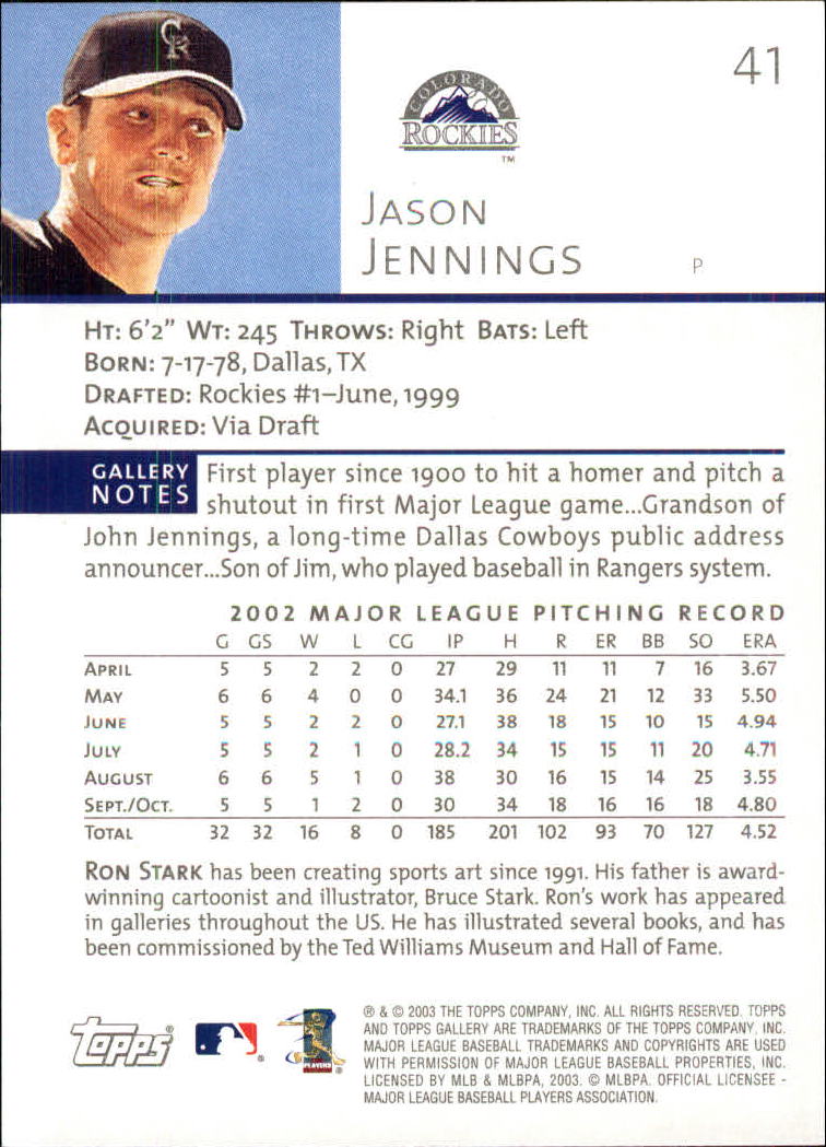 A9174- 2003 Topps Gallery Baseball Cards 1-200 -You Pick- 15+ FREE US SHIP - Picture 62 of 332
