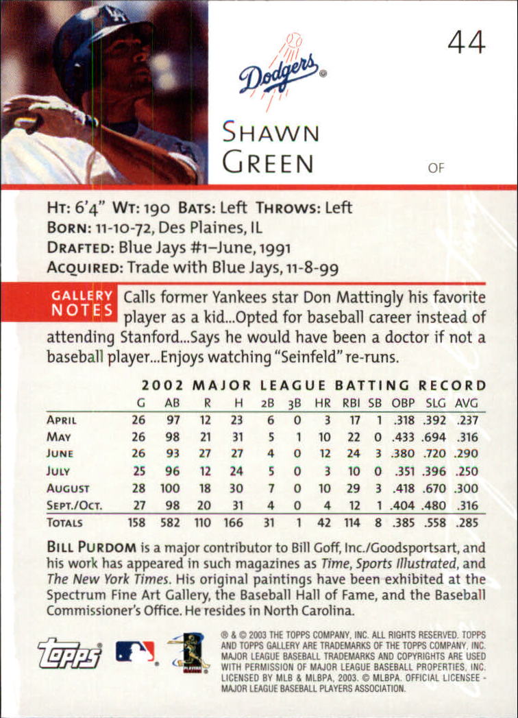 A9174- 2003 Topps Gallery Baseball Cards 1-200 -You Pick- 15+ FREE US SHIP - Picture 68 of 332