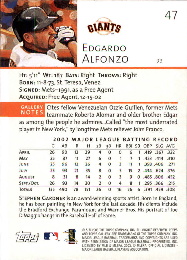 A9174- 2003 Topps Gallery Baseball Cards 1-200 -You Pick- 15+ FREE US SHIP - Picture 74 of 332