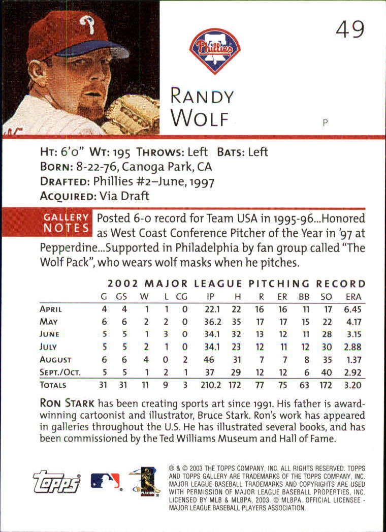 A9174- 2003 Topps Gallery Baseball Cards 1-200 -You Pick- 15+ FREE US SHIP - Picture 78 of 332