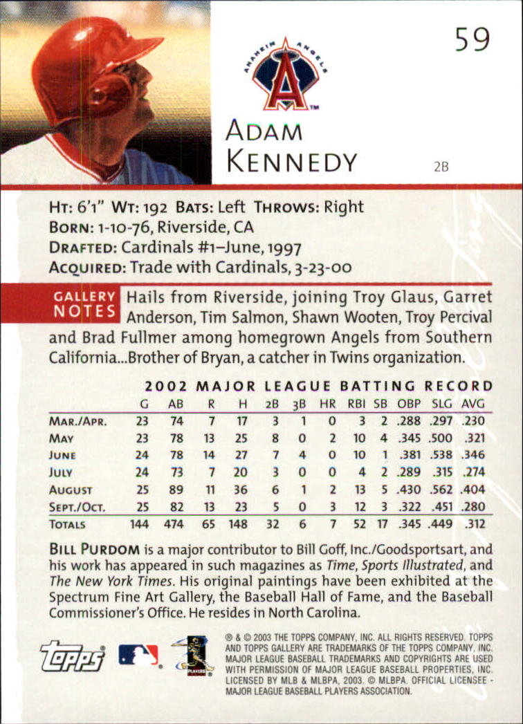 A9174- 2003 Topps Gallery Baseball Cards 1-200 -You Pick- 15+ FREE US SHIP - Picture 94 of 332