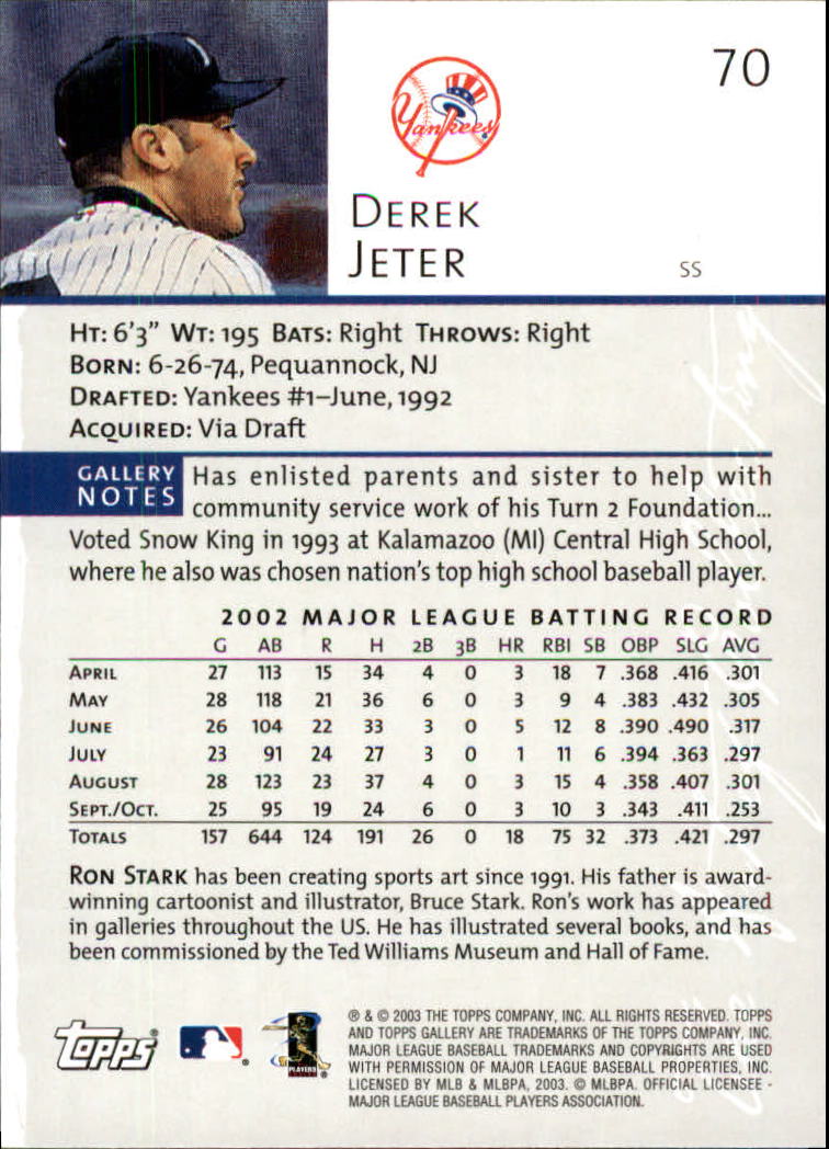 A9174- 2003 Topps Gallery Baseball Cards 1-200 -You Pick- 15+ FREE US SHIP - Picture 114 of 332
