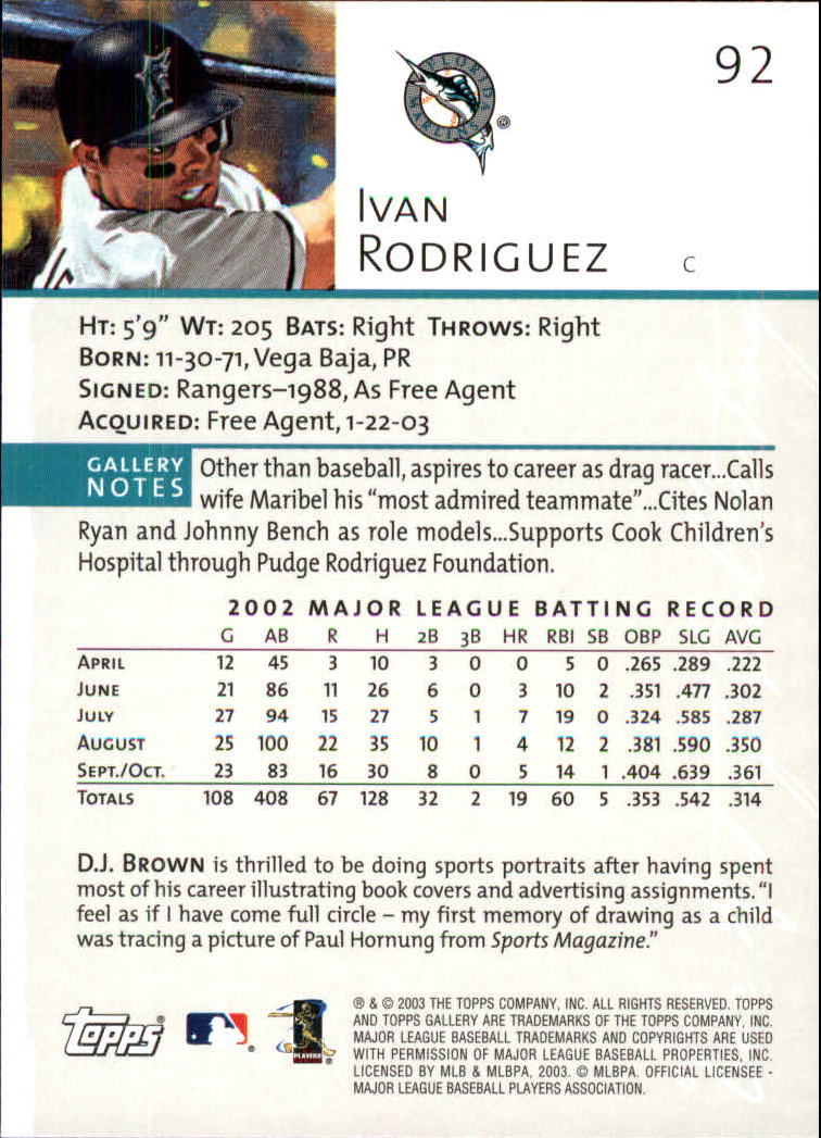 A9174- 2003 Topps Gallery Baseball Cards 1-200 -You Pick- 15+ FREE US SHIP - Picture 154 of 332